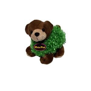 Chia Pet Plush Bear Stuffed Animal Brown Green No Sound
